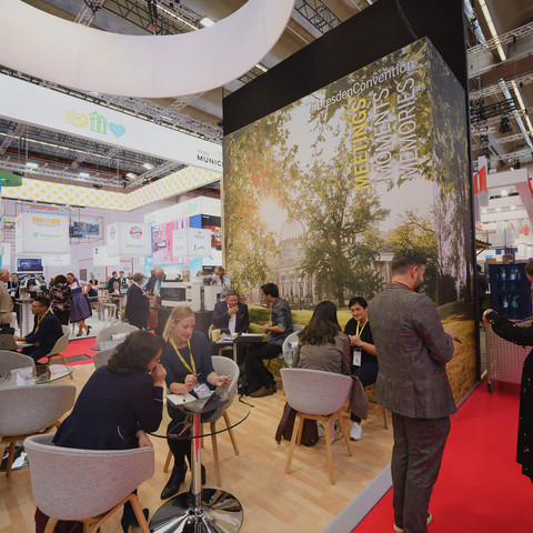 Stand Stand von Dresden bei der IMEX 2022Dresden's stand at IMEX 2022Drážďanský stánek na veletrhu IMEX 2022Stoisko Drezna na targach IMEX 2022Dresden stand op IMEX 2022Stand di Dresda a IMEX 2022