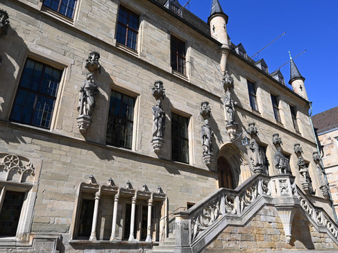 Trap in het stadhuis van de Vrede van Westfalen Treppe am Rathaus des Westfälischen Friedens