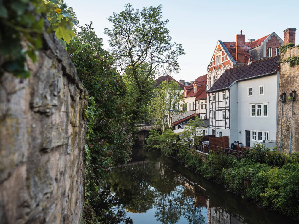 Blick von der Vitischanze auf die Osnabrücker Altstadt Blick von der Vitischanze auf die Osnabrücker AltstadtView of Osnabrück's historic city centre from the VitischanzeUitzicht op de historische binnenstad van Osnabrück vanaf de Vitischanze