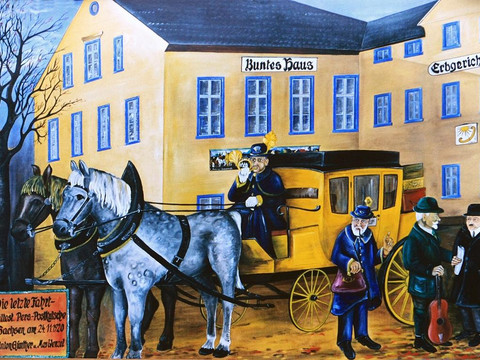 Buntes Haus Seiffen_Aussenansicht_Detail_Bild Post