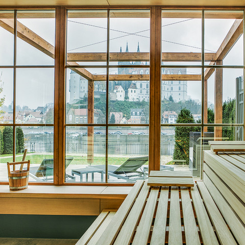 Panoramic sauna Panoramasauna des Dorint Parkhotel MeißenPanoramic sauna at the Dorint Parkhotel Meissen