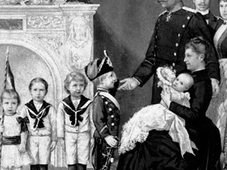 Postkarte mit Kaiser Wilhelm II. und seiner Familie 