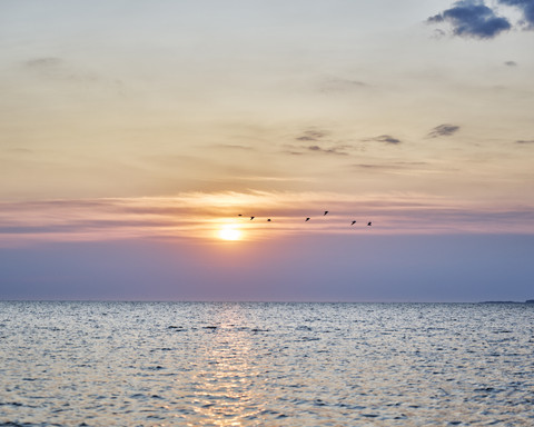 Sonnenuntergang über dem Wattenmeer in Cuxhaven