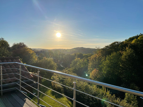 Sonnenuntergang vom Balkon Bio Apartment