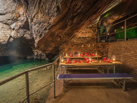 Der unterirdische See im Mutter Gottes Lager Besucherbergwerk "Marie Louise Stolln", Bad Gottleuba-Berggießhübel, Sächsiche Schweiz