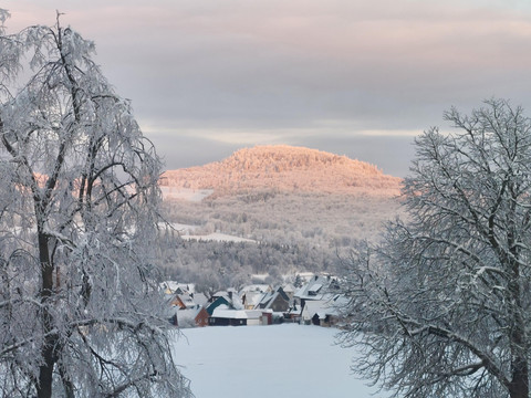 Blick zum Geisingberg im Winter