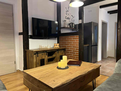 Ferienhaus Hüttenblick - Ferienwohnung Seidenglanz in Harzgerode OT Straßberg - Wohnzimmer