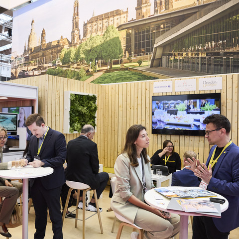 IMEX 2024 Gespräche am Dresden Stand bei der IMEX 2024Conversations at the Dresden stand at IMEX 2024