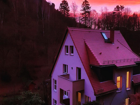 Villa Amselgrund in der Morgenstimmung