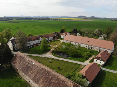 Luftbild vom Hof des Rittergutes