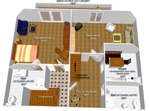 Grundriss der Ferienwohnung Liliensteinblick