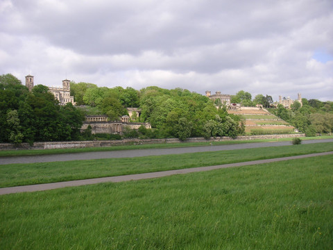 Die drei Elbschlösser von Südwesten