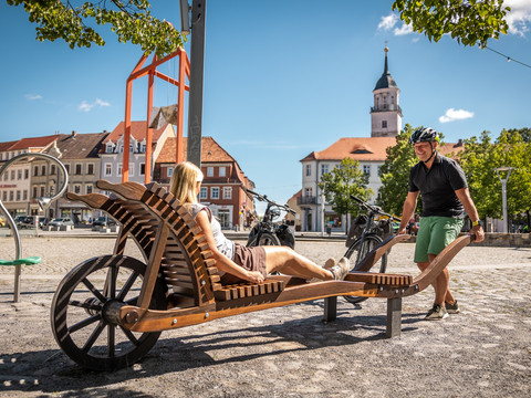 Pause am Marktplatz in Bischofswerda