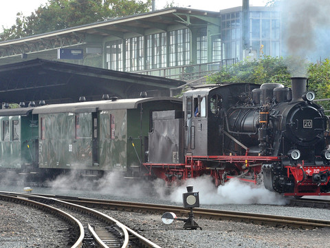 Die Weißeritztalbahn im Bahnhof Hainsberg