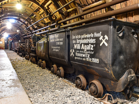 Die Bergbauschauanlage auf Schloss Burgk zeigt eine originalgetreue Nachbildung einer Untertagesituation.