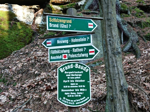 Wegweiser zum Füllhölzelweg nach Rathen