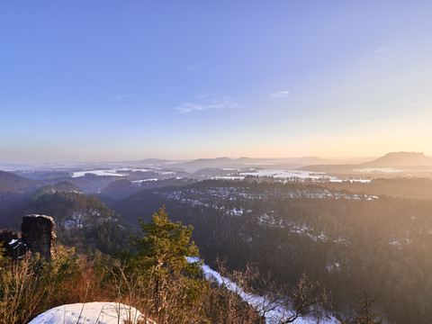 Sonnenuntergang über der Sächsischen Schweiz, Ausblick von der Brandbaude