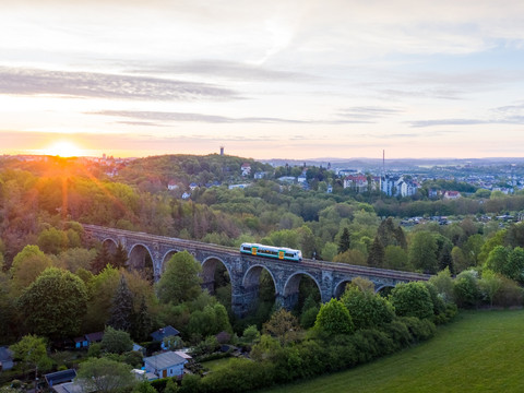 Syratalbrücke Plauen bei Sonnenaufgang