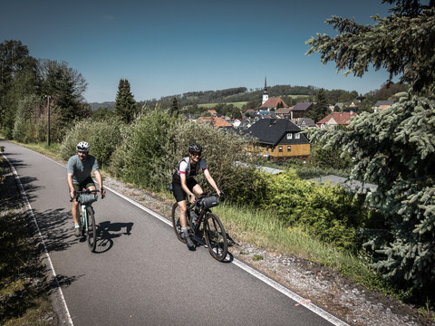 Blick vom Bahnradweg Oberlausitz nach Cunewalde
