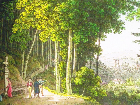 Heilige Hallen mit Salomon Gessners Büste, um 1815