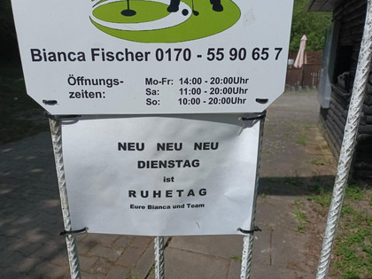 Öffnungszeiten Minigolfanlage Gebhardshagen 2023 Dienstag Ruhetag