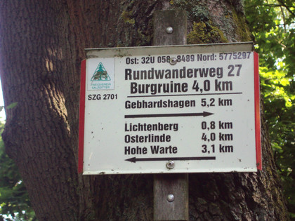Salzgitter Höhenzug, Wanderweg 27 Startschild