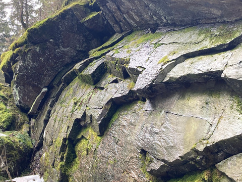 Geotop überkippte Falte am Rehhübelfelsen am Felsenweg 1
