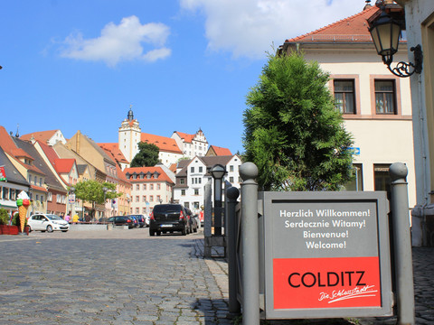 Blick auf Markt und Schloss Colditz