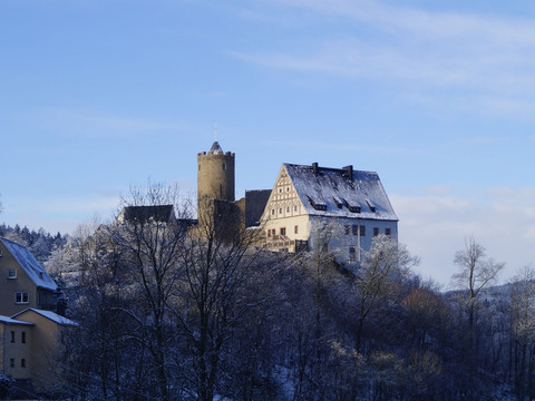 Winterliche Burg Scharfenstein
