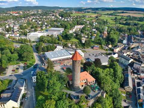 Schloßturm Auerbach Luftaufnahme