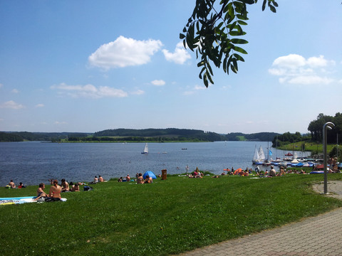 Liegewiese am Wassersportzentrum der Talsperre Pöhl