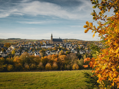 Ausblick auf Schneeberg im Erzgebirge
