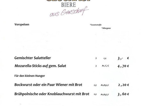 Vorspeisen zum Abholen - zum Vergrößern bitte anklicken