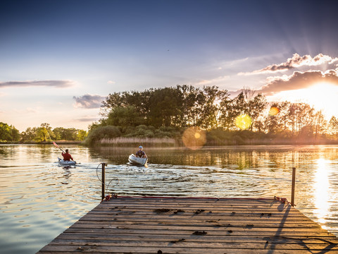 Globeboot auf dem See in Bad Sonnenland