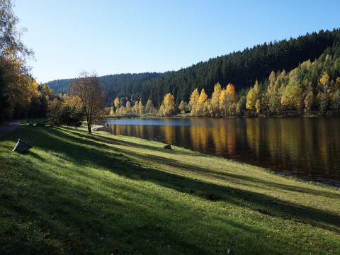 Talsperre Falkenstein im Herbst - Wandern auf dem Felsenweg 2
