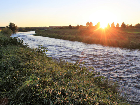 Mulde bei Sermuth mit Sonnenuntergang