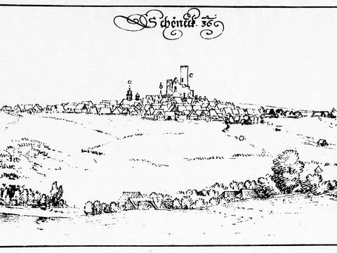 Burg Schöneck im Jahr 1628 - Zeichnung von Wilhelm Dilich