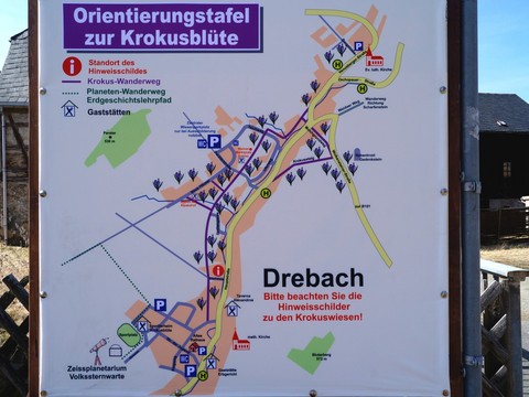 Hinweisschild Drebacher Krokuswiesen