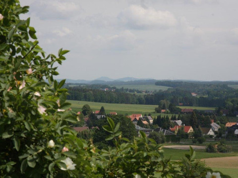 Blick auf die Landeskrone vor Spitzkunnersdorf
