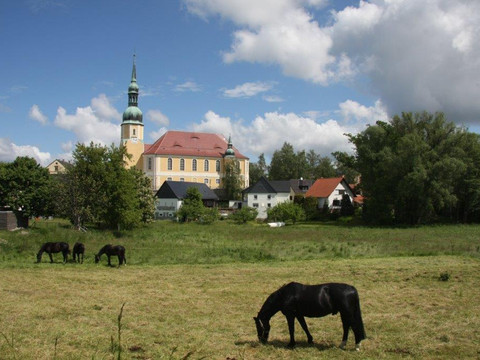 Blick auf die Crostwitzer Kirche