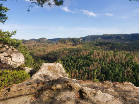 Aussicht vom Großstein auf den Kan-, Teichstein und die Lorenzsteine