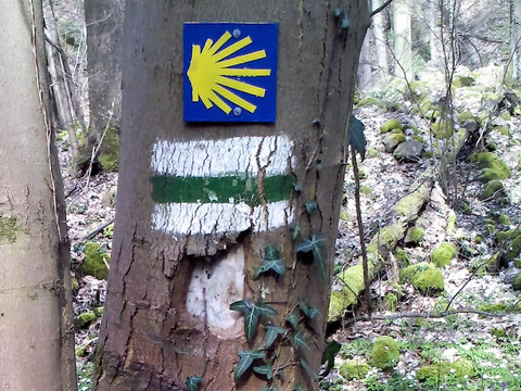 Markierung auf dem Sächsischen Jakobsweg