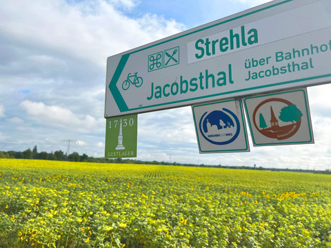 Wegweiser Radrouten bei Zeithain