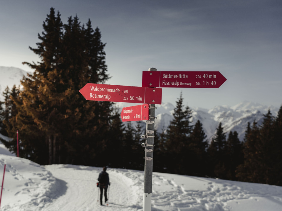 Winterwanderung (Herrenweg) Fiescheralp zur Riederalp