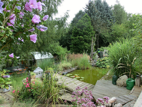 Ferienwohnung Borchert Garten mit Teich
