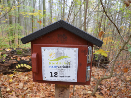 Stempelstation 18 im Nördlichen Harzvorland am Reihersee bei Salzgitter-Gebhardshagen