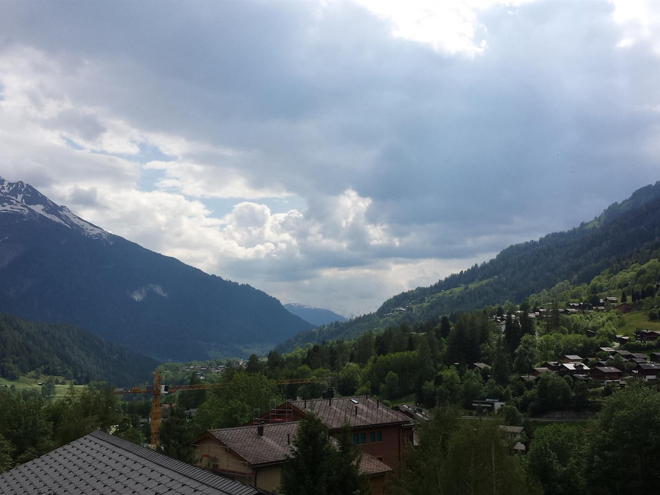 Aussicht Balkon Sommer Ferienwohnung Fiesch