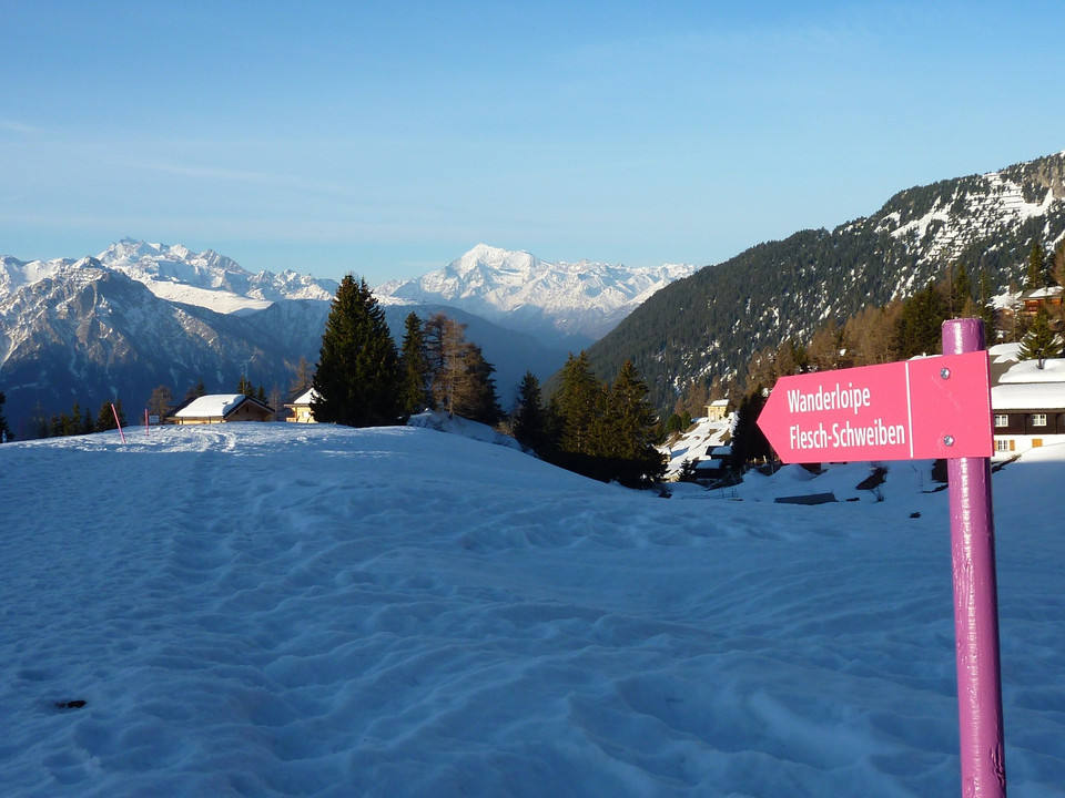 Winterwanderung Riederalp, Golmenegg, Restaurant Adler und retour