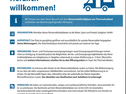 Reisemobilstellplatz Salzgitter-Bad am Thermalsolbad, Stellplatzordnung 2020