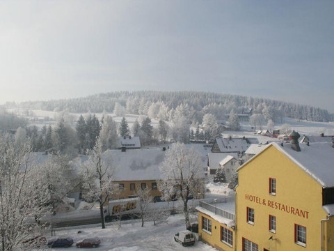 Blick von der Dachterrasse im Winter